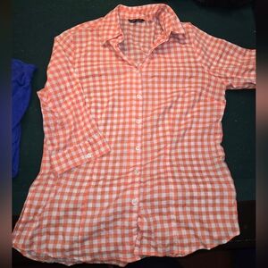Orange and white checkered shirt